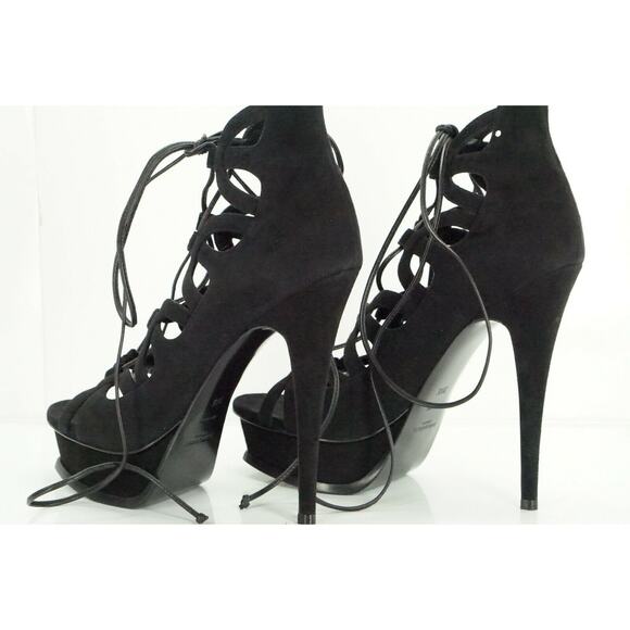 Saint Laurent Tribute Black Suede Platform Strappy Sandals Size 39.5 NIB $995 - Picture 6 of 11